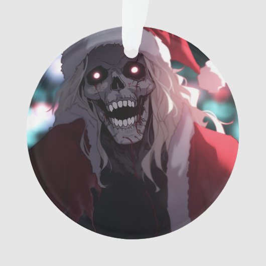 怖いクール怖い怖いスカルサンタクロースクリスマス オーナメント (正面)