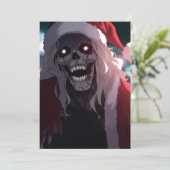 怖いクール怖い怖いスカルサンタクロースクリスマス シーズンカード (スタンド正面)