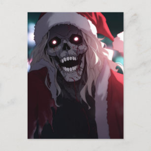 怖いクール怖い怖いスカルサンタクロースクリスマス シーズンポストカード