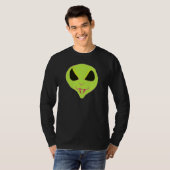 怖いグリーンエイリアン顔ファンシャツ Tシャツ (正面フル)