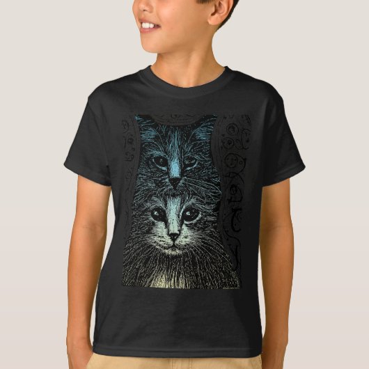 怖いゴシックヴィンテージ芸術的ゴシック猫 Tシャツ (正面)