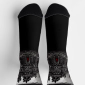 怖いゴシック幽霊ハウスアットナイトインムーンライトブラック ソックス (上部)
