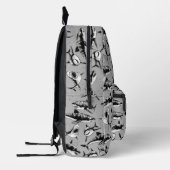 怖いサメ柄ブラックモノグラム プリントバックパック (左)