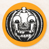 怖いジャックオランタンラウンド紙コースター ラウンドペーパーコースター (正面)