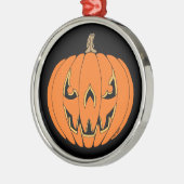 怖いジャックオーランタン・ハロウィンデザイン メタルオーナメント (左)