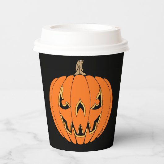 怖いジャックオーランタン・ハロウィンデザイン 紙コップ (正面)