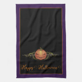 怖いジャック・オ・ランタンのハロウィーン |紫 キッチンタオル (縦)
