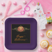 怖いジャック・オ・ランタンのハロウィーン |紫 ペーパープレート (パーティー)