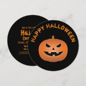 怖いジャック・オ・ランタン かぼちゃ ハロウィンパーティ 招待状 (正面/裏面)