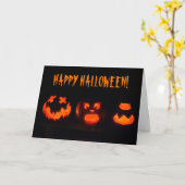 怖いジャック・オ・ランタン・ハロウィーン カード (黄色い花)