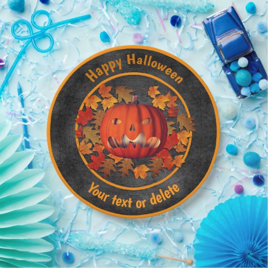 怖いジャック – O' – ランタンパーソナライズされたハロウィン ペーパープレート (パーティー)