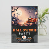 怖いジャックO'ランタンフルムーンハロウィーン 招待状 (スタンド正面)