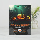 怖いジャックO'ランタンフルムーンハロウィーン 招待状 (スタンド正面)