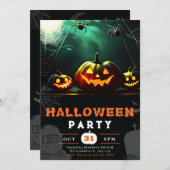 怖いジャックO'ランタンフルムーンハロウィーン 招待状 (正面/裏面)