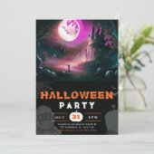 怖いジャックO'ランタンフルムーンハロウィーン 招待状 (スタンド正面)