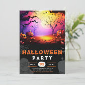 怖いジャックO'ランタンフルムーンハロウィーン 招待状 (スタンド正面)