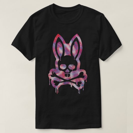 怖いスカルとクロスボーンバードラビットホラーバニー Tシャツ (デザイン正面)