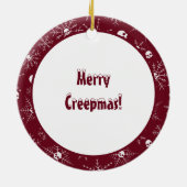 怖いスカルクレプマスクリスマススノーフレークレッド セラミックオーナメント (裏面)