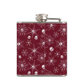 怖いスカルクレプマスクリスマススノーフレークレッド フラスク (裏面)