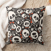 怖いスカルハロウィーンパターン クッション (ブランケット)