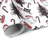 怖いスカル幽霊と吸血鬼キャットラッピング紙 ラッピングペーパー (ロールコーナー)