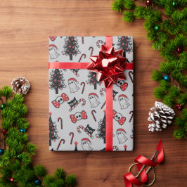 怖いスカル幽霊と吸血鬼キャットラッピング紙 ラッピングペーパー