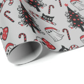 怖いスカル幽霊と吸血鬼キャットラッピング紙 ラッピングペーパー (ロールコーナー)