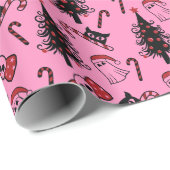 怖いスカル幽霊と吸血鬼キャットラッピング紙 ラッピングペーパー (ロールコーナー)