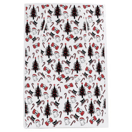 怖いスカル幽霊と吸血鬼キャット ミディアムペーパーバッグ