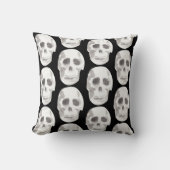怖いスカル黒と白のパターン|ハッピーハローウィン クッション (正面)