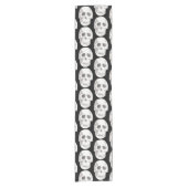 怖いスカル黒と白のパターン|ハッピーハローウィン ショートテーブルランナー (正面)