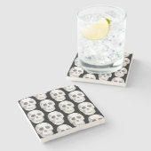 怖いスカル黒と白のパターン|ハッピーハローウィン ストーンコースター (横)