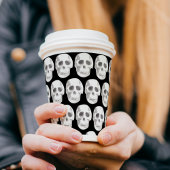 怖いスカル黒と白のパターン|ハッピーハローウィン 紙コップ