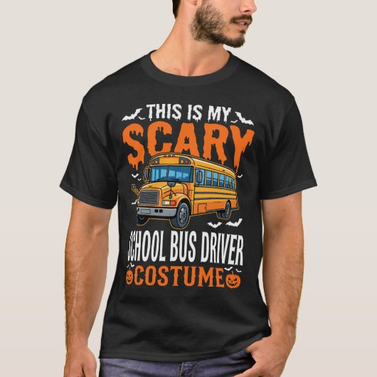 怖いスクールバスの運転手ハロウィンコスチュームベクターD Tシャツ (正面)