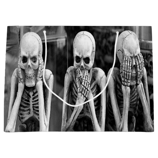 怖いスケルトンおもしろいハロウィーン抱き枕 ラージペーパーバッグ (正面)