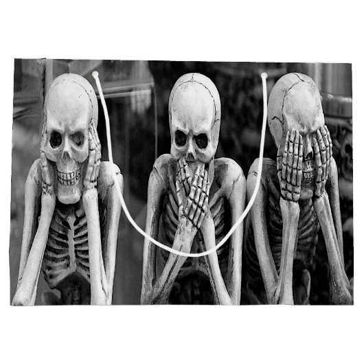 怖いスケルトンおもしろいハロウィーン抱き枕 ラージペーパーバッグ (裏面)