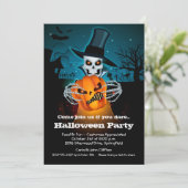 怖いスケルトンとパンプキンハロウィーン招待状 (スタンド正面)