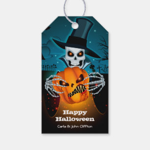 怖いスケルトンのハロウィーンのお願い ギフトタグ