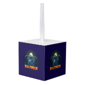 怖いスケルトンの夜ハロウィーン、私のハロウィンムード。 キューブオーナメント (裏面アングル)