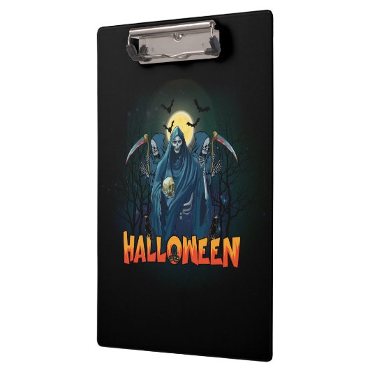 怖いスケルトンの夜ハロウィーン、私のハロウィンムード。 クリップボード (左)