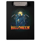 怖いスケルトンの夜ハロウィーン、私のハロウィンムード。 クリップボード (正面)