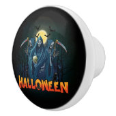 怖いスケルトンの夜ハロウィーン、私のハロウィンムード。 セラミックノブ (右)