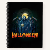 怖いスケルトンの夜ハロウィーン、私のハロウィンムード。 ノートブック (正面)