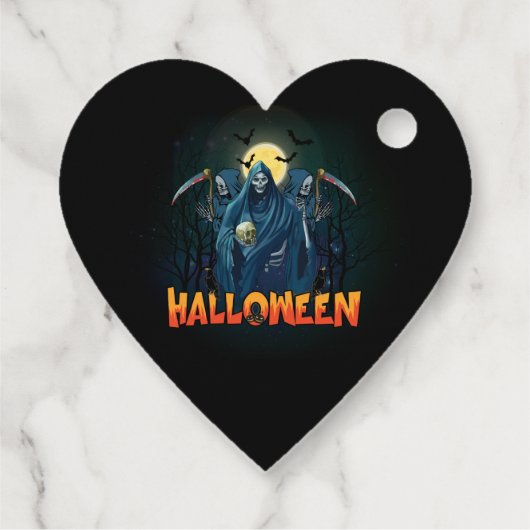 怖いスケルトンの夜ハロウィーン、私のハロウィンムード。 フェイバータグ (裏面)