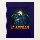 怖いスケルトンの夜ハロウィーン、私のハロウィンムード。 プランナー手帳 (正面)