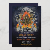 怖いスケルトンインナイトハローウィンパーティ 招待状 (正面/裏面)
