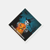 怖いスケルトンハローウィンパーティ スタンダードカクテルナプキン (角)