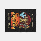 怖いスケルトンモンスターズおもしろい幽霊レイジークリーピーハ フリースブランケット (正面(横))