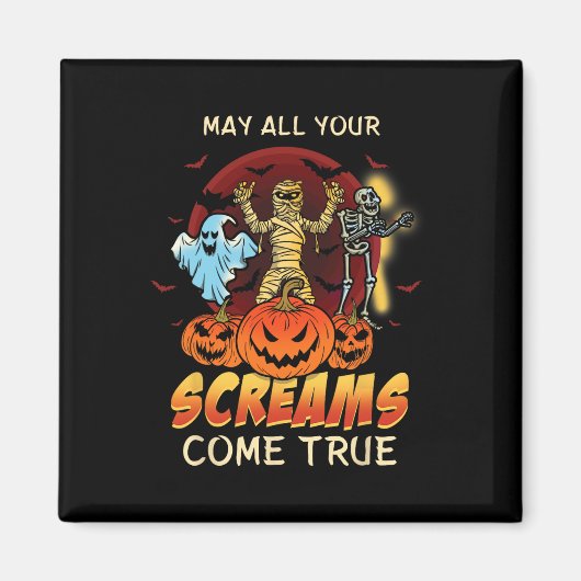 怖いスケルトンモンスターズおもしろい幽霊レイジークリーピーハ マグネット (正面)