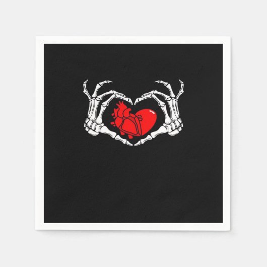 怖いスケルトン手と赤いハート不気味不気味V スタンダードカクテルナプキン (正面)